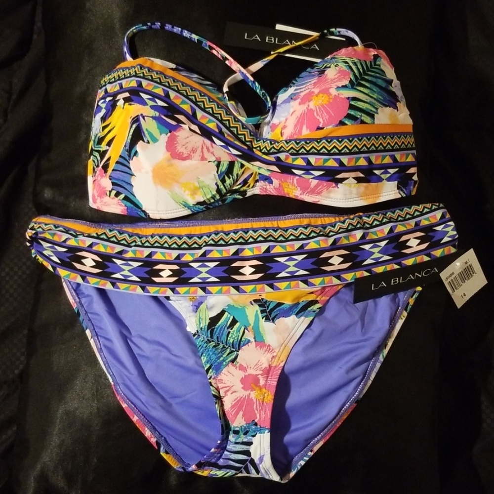 ☀️ Tropical swim SET! Plus size: 12/14